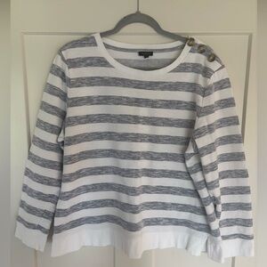 Talbots Women's Gray and White Striped Sweatshirt